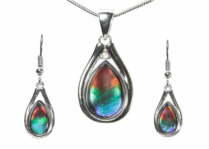 Stunning Ammolite Pear Pendant/Earrings Set #376247